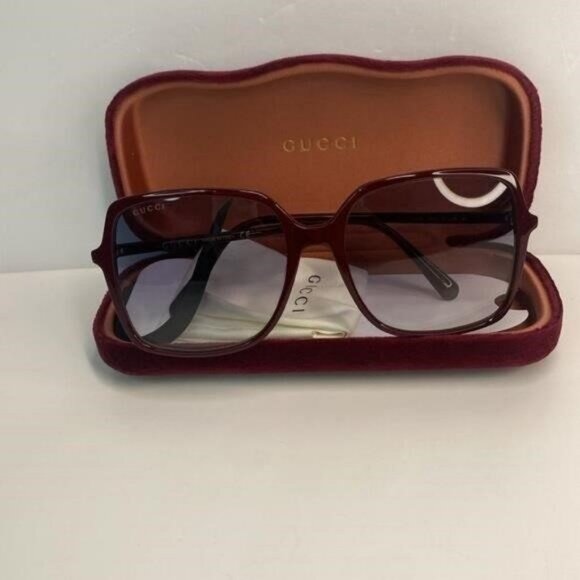 💯- New Authentic GUCCI  Oversized Square GG0544S Sunglasses Burgundy - Picture 8 of 13